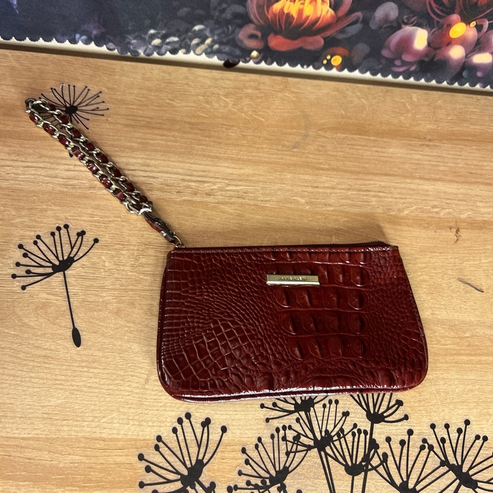 Anne Klein Red Crocodile-Embossed Wristlet